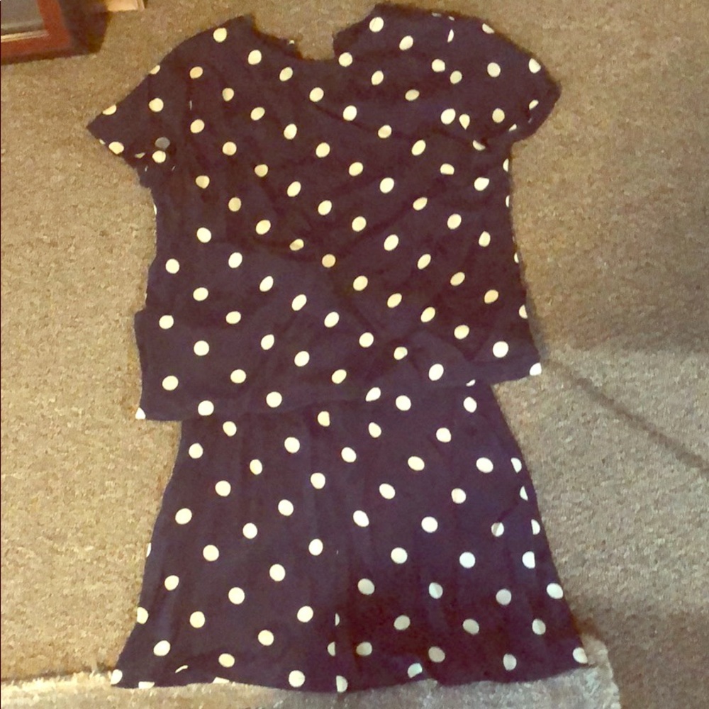 Reformation navy and white dot 2 piece set